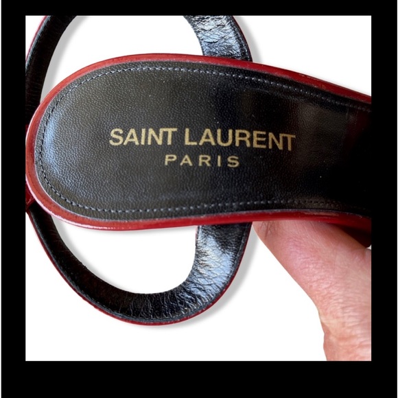Saint Laurent Paris Deep Cherry Red Sandals Lk. New Size 38 1/2 - Picture 6 of 8